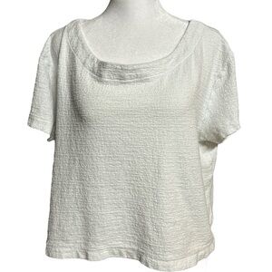 The Gap, Textured White Crop Scoop Neck Shirt, Size Large, EUC